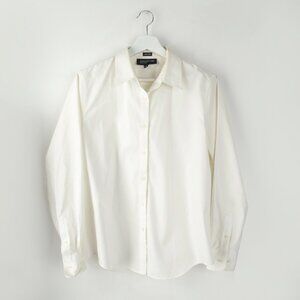 JONES NEW YORK SIGNATURE Shirt Long Sleeve Button Front 100% Cotton Ivory Size M